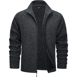 imageTACVASEN Mens Fleece Jackets Full Zip Lightweight Jacket Casual Soft Warm Coats with PocketsBlack
