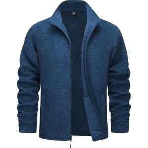 imageTACVASEN Mens Fleece Jackets Full Zip Lightweight Jacket Casual Soft Warm Coats with PocketsBlue
