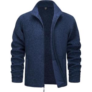 imageTACVASEN Mens Fleece Jackets Full Zip Lightweight Jacket Casual Soft Warm Coats with PocketsDark Blue