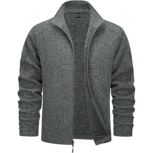 imageTACVASEN Mens Fleece Jackets Full Zip Lightweight Jacket Casual Soft Warm Coats with PocketsDark Gray
