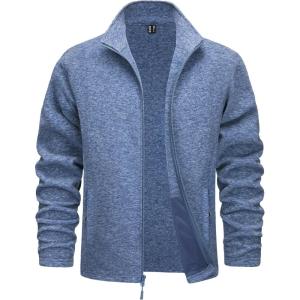 imageTACVASEN Mens Fleece Jackets Full Zip Lightweight Jacket Casual Soft Warm Coats with PocketsGray Blue