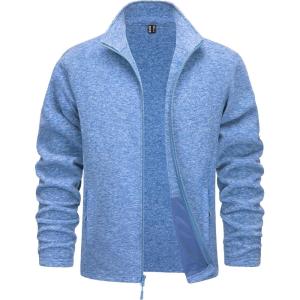imageTACVASEN Mens Fleece Jackets Full Zip Lightweight Jacket Casual Soft Warm Coats with PocketsLight Blue