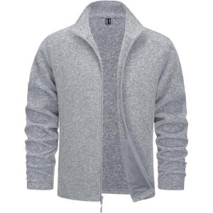 imageTACVASEN Mens Fleece Jackets Full Zip Lightweight Jacket Casual Soft Warm Coats with PocketsLight Gray