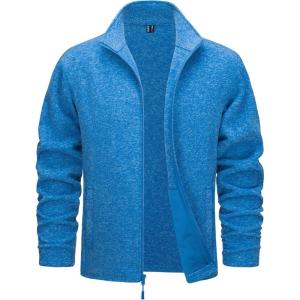 imageTACVASEN Mens Fleece Jackets Full Zip Lightweight Jacket Casual Soft Warm Coats with PocketsSea Blue