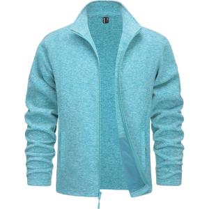 imageTACVASEN Mens Fleece Jackets Full Zip Lightweight Jacket Casual Soft Warm Coats with PocketsWater Blue