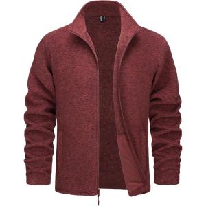 imageTACVASEN Mens Fleece Jackets Full Zip Lightweight Jacket Casual Soft Warm Coats with PocketsWine Red