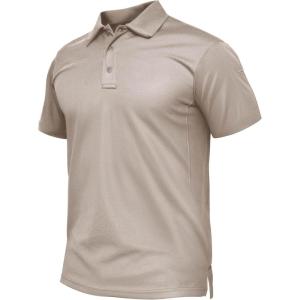 imageTACVASEN Mens Polo Shirt Short Sleeve Tactical Performance Collared Work Golf Shirts Dry Fit Pique Polos for Summer10khaki