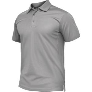 imageTACVASEN Mens Polo Shirt Short Sleeve Tactical Performance Collared Work Golf Shirts Dry Fit Pique Polos for Summer11light Grey