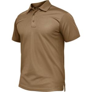 imageTACVASEN Mens Polo Shirt Short Sleeve Tactical Performance Collared Work Golf Shirts Dry Fit Pique Polos for Summer12brown