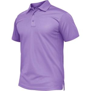 imageTACVASEN Mens Polo Shirt Short Sleeve Tactical Performance Collared Work Golf Shirts Dry Fit Pique Polos for Summer15light Purple