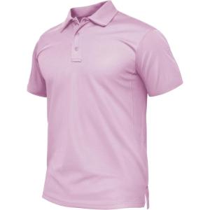 imageTACVASEN Mens Polo Shirt Short Sleeve Tactical Performance Collared Work Golf Shirts Dry Fit Pique Polos for Summer16pink Purple
