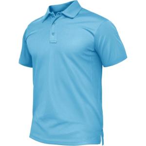 imageTACVASEN Mens Polo Shirt Short Sleeve Tactical Performance Collared Work Golf Shirts Dry Fit Pique Polos for Summer20sky Blue
