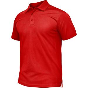 imageTACVASEN Mens Polo Shirt Short Sleeve Tactical Performance Collared Work Golf Shirts Dry Fit Pique Polos for Summer24tomato Red