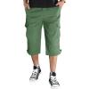imageTACVASEN Mens Capri Pants with 7 Pockets Cargo Shorts Twill Elastic Below Knee 34 Capri Long ShortsBeangreen