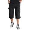 imageTACVASEN Mens Capri Pants with 7 Pockets Cargo Shorts Twill Elastic Below Knee 34 Capri Long ShortsBlack
