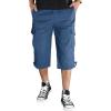 imageTACVASEN Mens Capri Pants with 7 Pockets Cargo Shorts Twill Elastic Below Knee 34 Capri Long ShortsBlue Grey