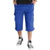 imageTACVASEN Mens Capri Pants with 7 Pockets Cargo Shorts Twill Elastic Below Knee 34 Capri Long ShortsColorblue