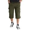 imageTACVASEN Mens Capri Pants with 7 Pockets Cargo Shorts Twill Elastic Below Knee 34 Capri Long ShortsGreen