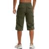 imageTACVASEN Mens Capri Pants with 7 Pockets Cargo Shorts Twill Elastic Below Knee 34 Capri Long ShortsGreen