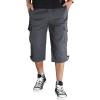 imageTACVASEN Mens Capri Pants with 7 Pockets Cargo Shorts Twill Elastic Below Knee 34 Capri Long ShortsGrey
