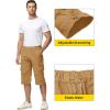 imageTACVASEN Mens Capri Pants with 7 Pockets Cargo Shorts Twill Elastic Below Knee 34 Capri Long ShortsKhaki