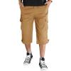 imageTACVASEN Mens Capri Pants with 7 Pockets Cargo Shorts Twill Elastic Below Knee 34 Capri Long ShortsKhaki