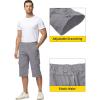 imageTACVASEN Mens Capri Pants with 7 Pockets Cargo Shorts Twill Elastic Below Knee 34 Capri Long ShortsLight Grey