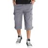 imageTACVASEN Mens Capri Pants with 7 Pockets Cargo Shorts Twill Elastic Below Knee 34 Capri Long ShortsLight Grey