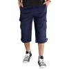 imageTACVASEN Mens Capri Pants with 7 Pockets Cargo Shorts Twill Elastic Below Knee 34 Capri Long ShortsNavy