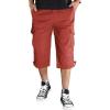 imageTACVASEN Mens Capri Pants with 7 Pockets Cargo Shorts Twill Elastic Below Knee 34 Capri Long ShortsRed