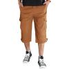imageTACVASEN Mens Capri Pants with 7 Pockets Cargo Shorts Twill Elastic Below Knee 34 Capri Long ShortsYellow