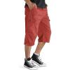 imageTACVASEN Mens Capri Pants with 7 Pockets Cargo Shorts Twill Elastic Below Knee 34 Capri Long ShortsRed