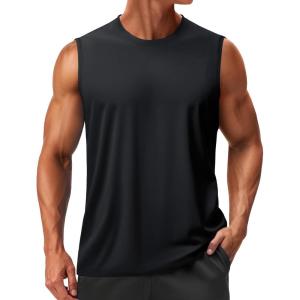 imageTACVASEN Mens Sleeveless Shirts Quick Dry Tank Tops for Men Sun Protection UPF 50 Athletic Gym Workout Muscle Shirts01 Black