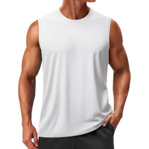 imageTACVASEN Mens Sleeveless Shirts Quick Dry Tank Tops for Men Sun Protection UPF 50 Athletic Gym Workout Muscle Shirts02 White