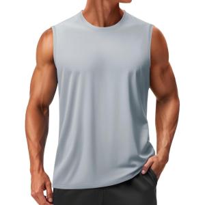 imageTACVASEN Mens Sleeveless Shirts Quick Dry Tank Tops for Men Sun Protection UPF 50 Athletic Gym Workout Muscle Shirts04 Light Gray