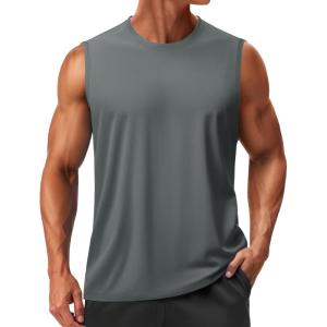 imageTACVASEN Mens Sleeveless Shirts Quick Dry Tank Tops for Men Sun Protection UPF 50 Athletic Gym Workout Muscle Shirts05 Dark Gray