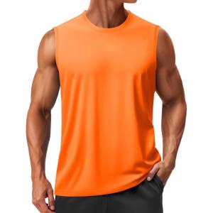 imageTACVASEN Mens Sleeveless Shirts Quick Dry Tank Tops for Men Sun Protection UPF 50 Athletic Gym Workout Muscle Shirts08 Orange