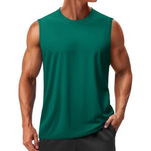 imageTACVASEN Mens Sleeveless Shirts Quick Dry Tank Tops for Men Sun Protection UPF 50 Athletic Gym Workout Muscle Shirts12 Emerald Green