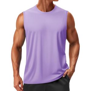 imageTACVASEN Mens Sleeveless Shirts Quick Dry Tank Tops for Men Sun Protection UPF 50 Athletic Gym Workout Muscle Shirts14 Light Purple