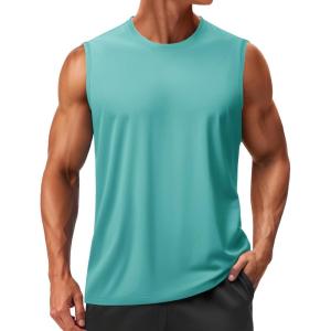 imageTACVASEN Mens Sleeveless Shirts Quick Dry Tank Tops for Men Sun Protection UPF 50 Athletic Gym Workout Muscle Shirts16 Gray Green