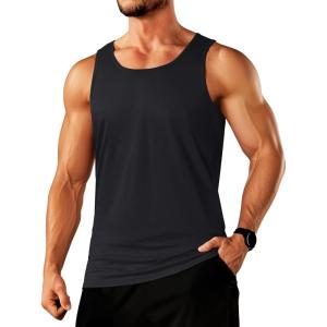 imageTACVASEN Mens Tank Top Cotton Moisture Wicking Muscle Shirt Summer Sleeveless Shirts Gym Workout Tank01black