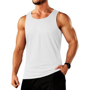 imageTACVASEN Mens Tank Top Cotton Moisture Wicking Muscle Shirt Summer Sleeveless Shirts Gym Workout Tank02white