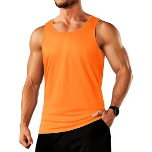 imageTACVASEN Mens Tank Top Cotton Moisture Wicking Muscle Shirt Summer Sleeveless Shirts Gym Workout Tank06orange