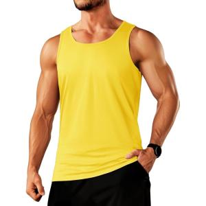 imageTACVASEN Mens Tank Top Cotton Moisture Wicking Muscle Shirt Summer Sleeveless Shirts Gym Workout Tank07yellow