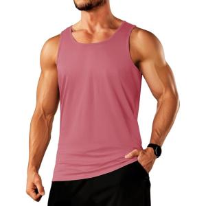imageTACVASEN Mens Tank Top Cotton Moisture Wicking Muscle Shirt Summer Sleeveless Shirts Gym Workout Tank09grey Pink