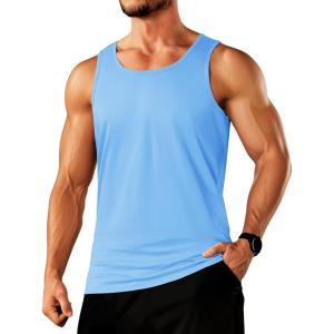 imageTACVASEN Mens Tank Top Cotton Moisture Wicking Muscle Shirt Summer Sleeveless Shirts Gym Workout Tank12waterfall Blue