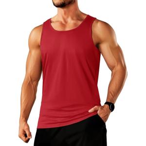 imageTACVASEN Mens Tank Top Cotton Moisture Wicking Muscle Shirt Summer Sleeveless Shirts Gym Workout Tank15tomato Red