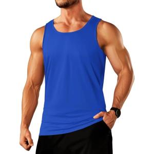 imageTACVASEN Mens Tank Top Cotton Moisture Wicking Muscle Shirt Summer Sleeveless Shirts Gym Workout Tank17color Blue