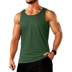 imageTACVASEN Mens Tank Top Cotton Moisture Wicking Muscle Shirt Summer Sleeveless Shirts Gym Workout Tank21dark Green Hemp