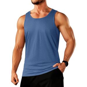 imageTACVASEN Mens Tank Top Cotton Moisture Wicking Muscle Shirt Summer Sleeveless Shirts Gym Workout Tank23grey Blue Hemp